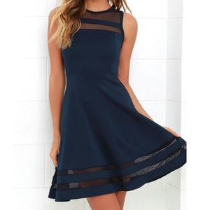 Lulus Final Stretch Navy Blue Dress